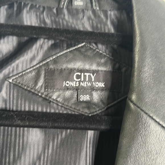Jones New York black leather jacket blazer size 38R matrix goth classic - Picture 7 of 13